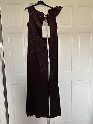 £24 • Buy New With Tags. GODDIVA GLITTER VELVET MAXI DRESS WITH BOW DETAIL - WINE. Size 20
