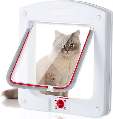 Medium 4-Way Lockable Dog & Cat Door Magnetic Flap Safe Frame For Large Pets • $17.99