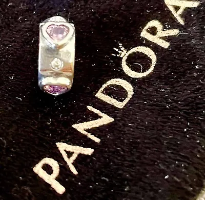 £8 • Buy Pandora Sterling Pink Crystal Heart Clip Bead