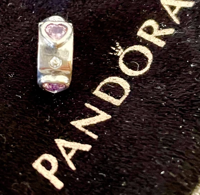 £8 • Buy Pandora Sterling Pink Crystal Heart Clip Bead