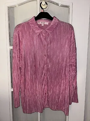 Womens Miss Selfridge Petite Pink Plisse Shirt UK Size 16 • £4.99