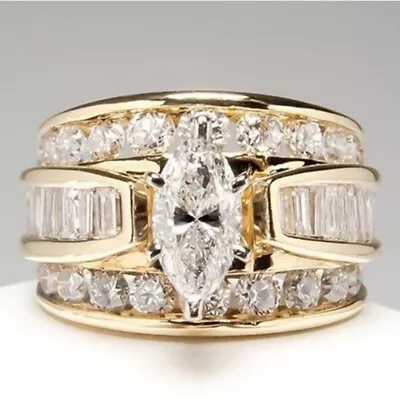 $2.15 • Buy Fashion 18k Gold Plated Rings For Women Cubic Zirconia Wedding Jewelry Size 6-10