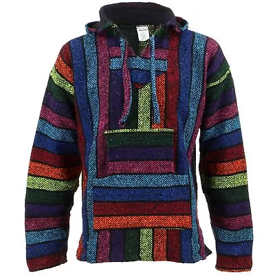 £25.90 • Buy Mexican Baja Hoodie Hoody Jerga Drug Rug Jumper Siesta Surf Hippy Baha Rainbow