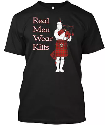 Mens Real Men Wear Kilts Funny Bagpipes T-Shirt Made In The USA Size S To 5XL • $20.99