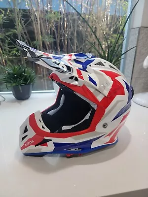 Airoh Aviator ACE Swoop Gloss White Blue Red Offroad MX Helmet • $299