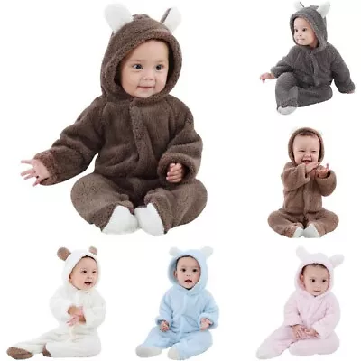 Toddler Baby Boys Girl Winter Hooded Romper Jacket Jumpsuit Coat Bodysuit Outfit • $18.99