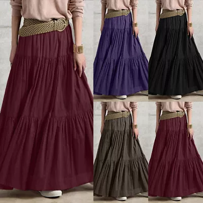 Ladies Womens Cotton Skirt Maxi Embroidered Gypsy Casual Loose Festival Dresss • £18.11