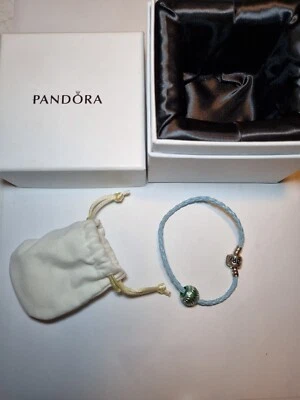 $65 • Buy Authentic Pandora Light Blue Braided Bracelet With Charm - In Original Box 