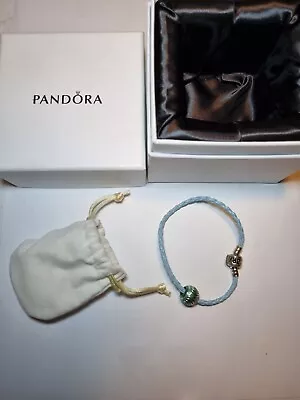 Authentic Pandora Light Blue Braided Bracelet With Charm - In Original Box  • $65