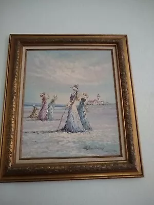 Vintage Marie Charlot  Girls At The Beach  Original Oil On Canvas • $2700