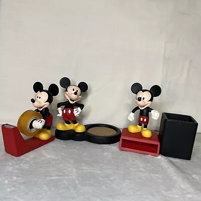 Disney Mickey Mouse Desk 3 Pc Set Pencil Cup Holder Coaster Tape Dispenser • $75