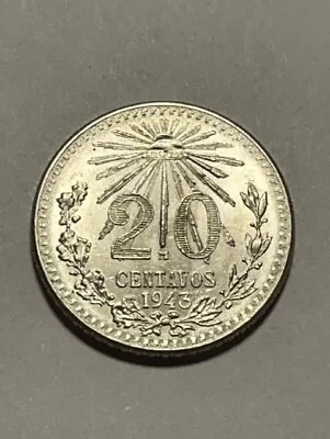 1943 Mexico 20 Centavos/Silver Unc++ #20440 • $11