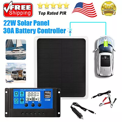 22W Solar Panel IP65 Waterproof Trickle Charger Battery Charger For Boat RV Car • $10.09