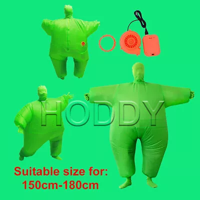 Green Inflatable Suit Fat Suit Costume Fat Chub Sumo Blow Up Fancy Dress Costume • £25.69