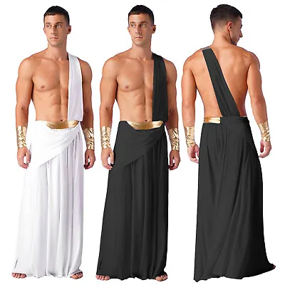 US Men Retro Roman Toga Costume Ancient Greek Warrior Halloween Cosplay Outfits • $8.18