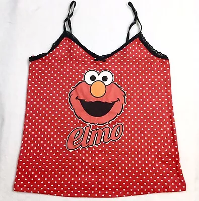 Retro Elmo Sesame Street Sleep Top Polk Dot Lace Trim Lightweight 30” Bust 1Q • $14.99