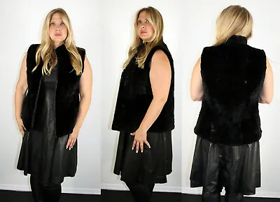 Brand New Reversible Black Sheared Mink Fur Vest Size Medium 6 8 M • $499.99