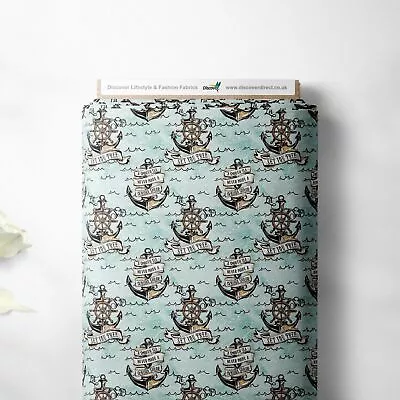 100% Cotton Merboys Dragon Pirate Nautical Craft Children Fabric | 140 Cm W | FQ • £3.49