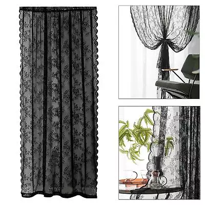 Black Lace Floral Net Curtains Window Curtains Sheer Curtains Fashionable Voile • $18.47