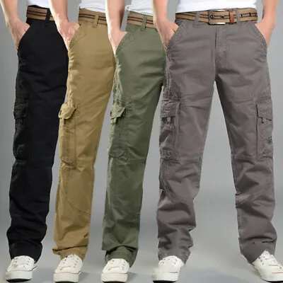 Men's Cotton Cargo Work Pants Casual Trousers Workwear Combat Outdoor Pants • $27.54