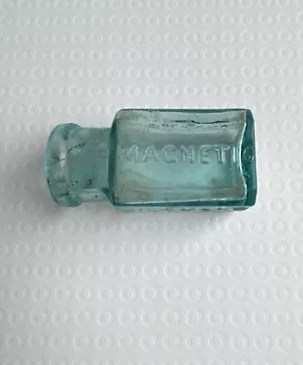 Antique Atrasks Magnetic Ointment Aqua Blue Glass Medicine Bottle • $22.99