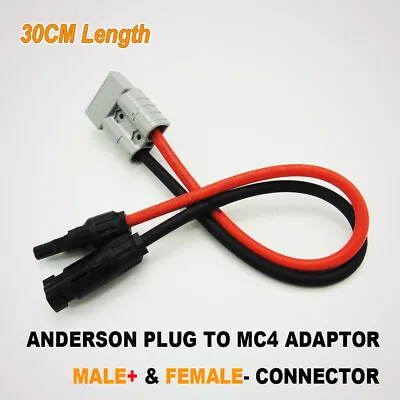 50 Amp Anderson Plug To Mc-4 Solar Panel Cable Wiring Y Adaptor Connector 30cm • $15.95