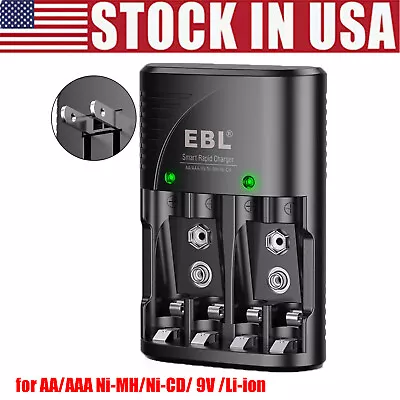 EBL 802 Smart Battery Charger For 9V AA AAA Ni-MH Ni-CD Rechargeable Batteries • $10.19