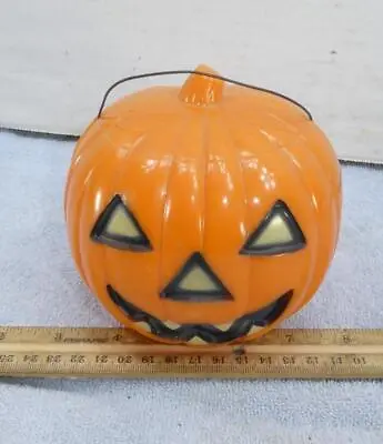 VTG UNION PRODUCTS PLASTIC PUMPKIN JACK O LANTERN LIGHT W/ WIRE HANDLE Halloween • $21.95