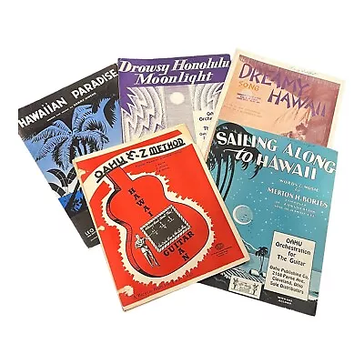 Lot Of 4 Hawaiian Guitar Sheet Folio Music Oahu Orchestrations Vintage • $32