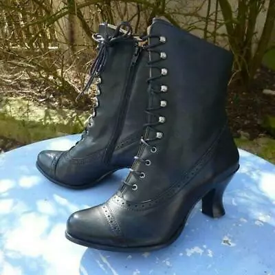 $29.23 • Buy New Women Steampunk Lace Up High Heel Rustic Shoes Victorian Ankle Leather Boots