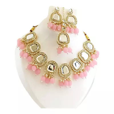 Indian Bollywood Style Bridal Choker Gold Plated AD Jewelry Necklace Earring Set • $24.75