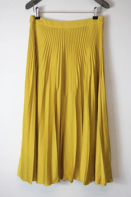 £29.99 • Buy REISS Ladies Yellow Isidora Midi Pleated Skirt EU38 UK10