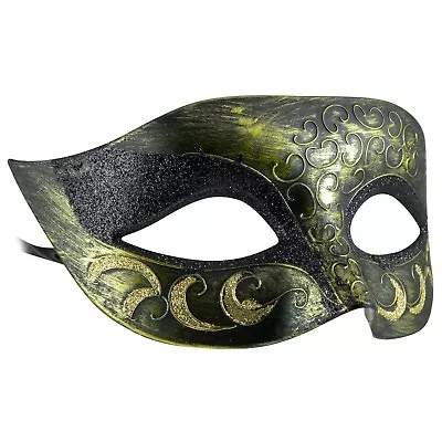 VENETIAN Unisex MENS WOMENS GOLD Glitter MASQUERADE Mask | Fancy Dress PROM BALL • £7.99