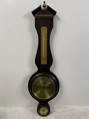 VINTAGE Jason Weather Station Barometer Thermometer Hygrometer Wood Brass Banjo • $32.50