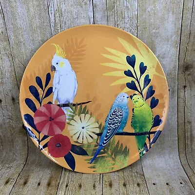 Large Serving Tray Tropical Birds Parakeets Cockatoo Tiki Hibiscus Melamine • $24.99