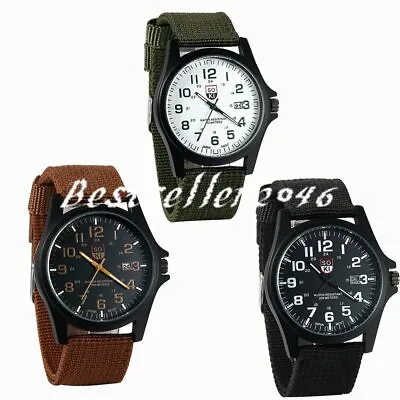 Mens Army Military Analog Watch Nylon Quartz Date Sports Wrist Watches12/24Hr • $25.99