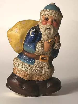 $249.99 • Buy Vaillancourt Folk Art Santa Blue Big Foot W/ Stars And Toy Sack 22/100 Signed  