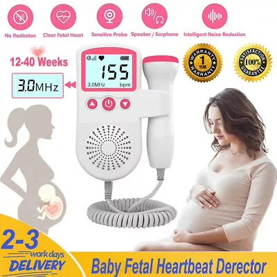 Fetal Doppler Detector Baby Heart Beat Rate Probe Prenatal Monitor Ultrasonic • £13.99