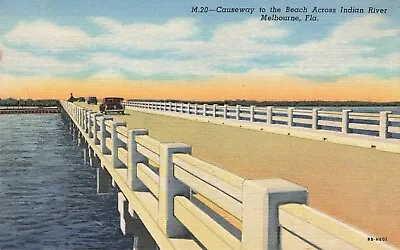 Causeway To The Beach Across Indian River Melbourne Florida Postcard • $4.80