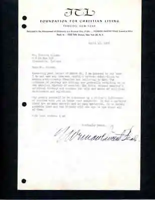 Norman Vincent Peale Signed Letter With Wonderful Science Vs. Religion Content • $350