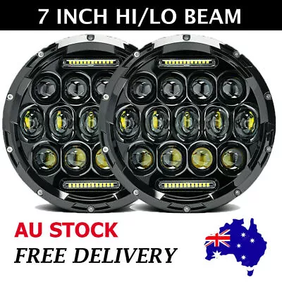 2x 7Inch Round LED Headlights Hi/Lo Beam DRL For GQ PATROL JEEP Wrangler JK TJ • $58.58