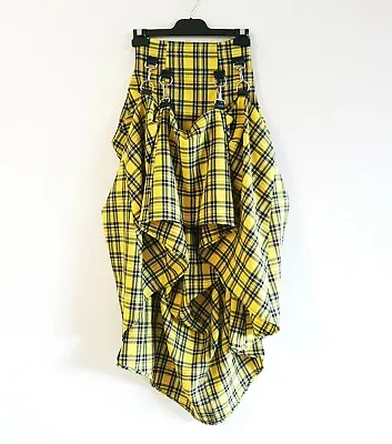 Pinar Eris US 0 AU 4 Yellow Black Tartan Neo-Victorian Steampunk Bustle Skirt • $59.95