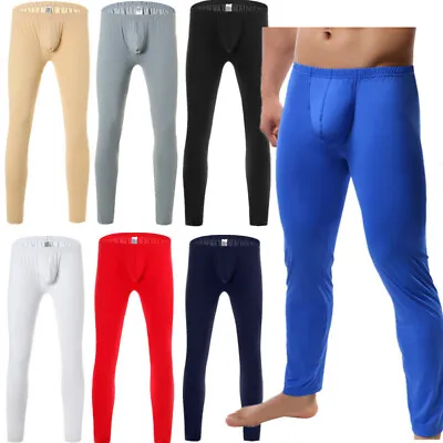 Sexy Mens Penis Pouch Long Johns Breathable Sleep Bottoms Smooth Pajamas Pants • £11