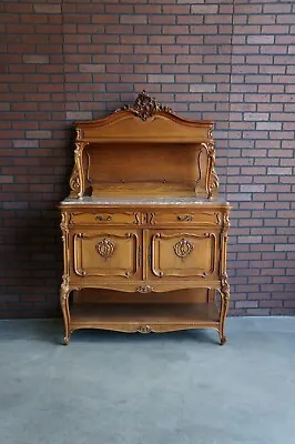 Antique French Marble Top Buffet ~ French Provincial Server ~ Louis XV Sideboard • $4995