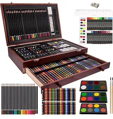 143-Piece Mega Wood Box Art Painting Sketching And Drawing Set In Storage Case • $36.54