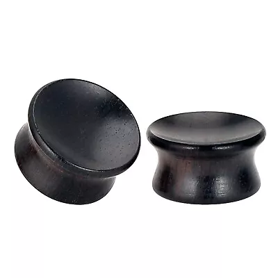 Pair Ebony Ear Gauge Plugs Saddle Concave Organic Wood Flesh Tunnels Earskins • $3.99