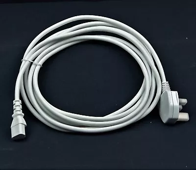 White Extra Long 5 Meter Mains 10Amp Power Cable Lead PC TFT LCD TV Computer IEC • £10.49