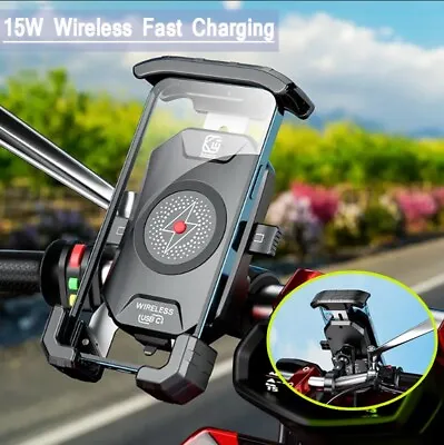 2023 NEW Motorcycle Phone Holder 15W Wireless Charger Stand Motorbike Handlebar • $32.90