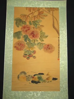 Old Chinese Antique Painting Scroll Birds And Flowers Rice Paper By Qi Baishi齐白石 • $20
