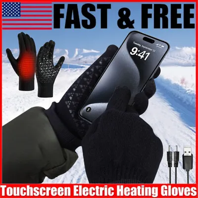 Knitted Gloves USB Electric Rechargeable Heated Gloves Winter Warm Touch Screen • $13.42